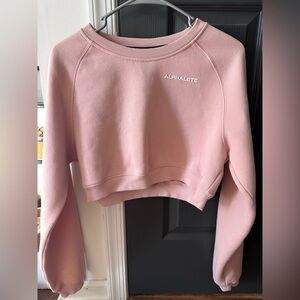 Alphalete Women's Classic Pink Crewneck Cropped Sweatshirt